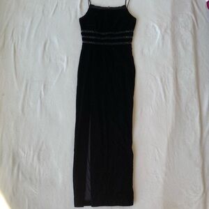 Vintage Gunne Sax Jessica McClintock Black Velvet Maxi Length Formal Gown Sz 7/8